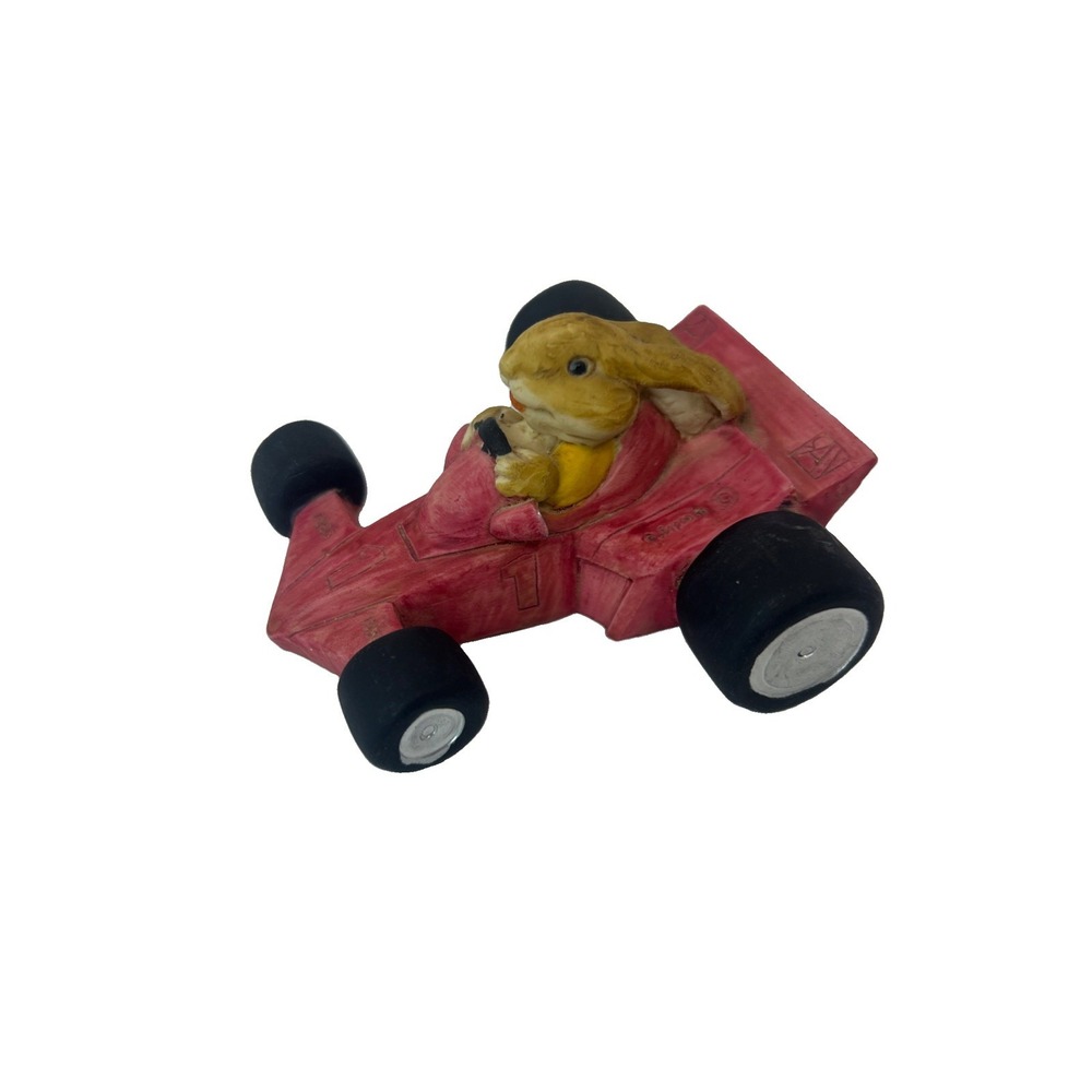Artifice Ottanta Bunny Rabbit Race Car Driver Figurine